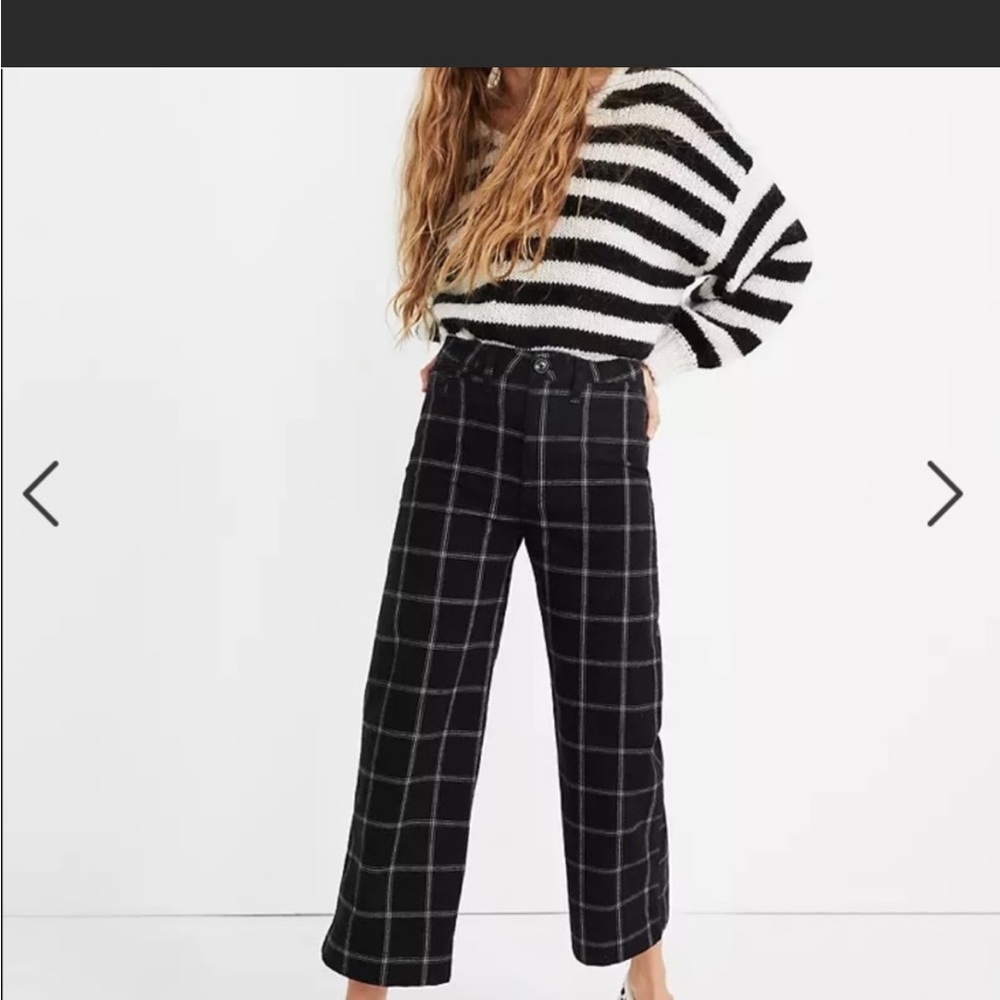 Madewell emmett wide leg crop pants in windowpane